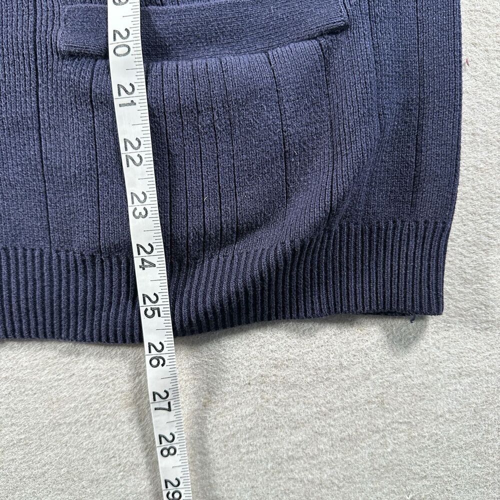 Vintage Eddie Bauer Sweater Vest Mens Large Navy Cardigan Cable Knit Fisherman - Picture 10 of 10
